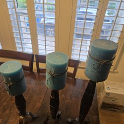 Iron Candle Holder With Candle 