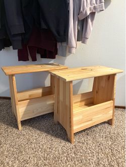 PERJOHAN IKEA pine wood stools w/ storage