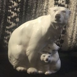 Vintage Lladro/Royal Copenhagen/Lyngby, Denmark Polar Bear Family Figurine #98
