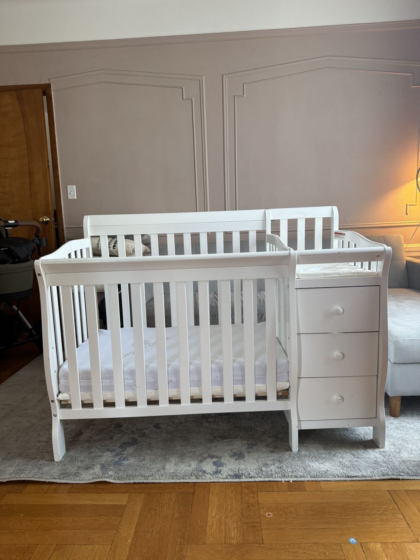 Mini Convertible Baby Crib With Storage