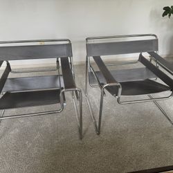 Wassily Leather And Chrome Chairs
