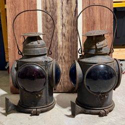 Antique Railroad Switch Lanterns – Pair