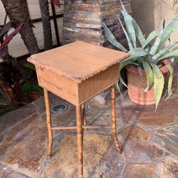 Antique Tiger Bamboo Sewing Table