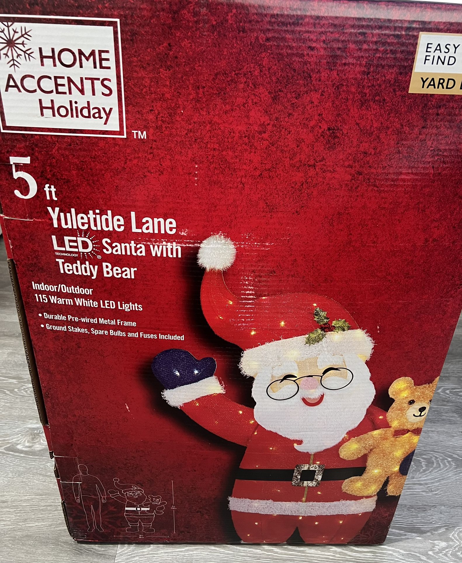 5 Ft Santa With Teddy Bear Yard Decor Christmas 