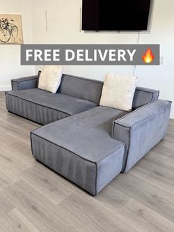 FREE DELIVERY- Large Gray Sectional Couch