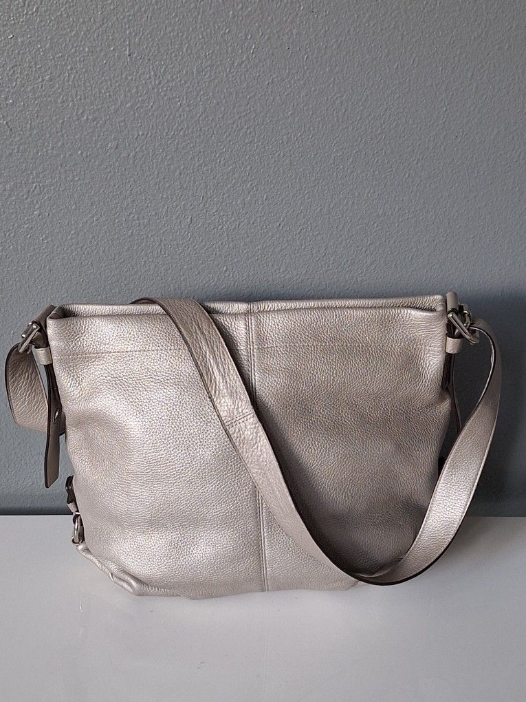 Coach Silver Metallic Satchel