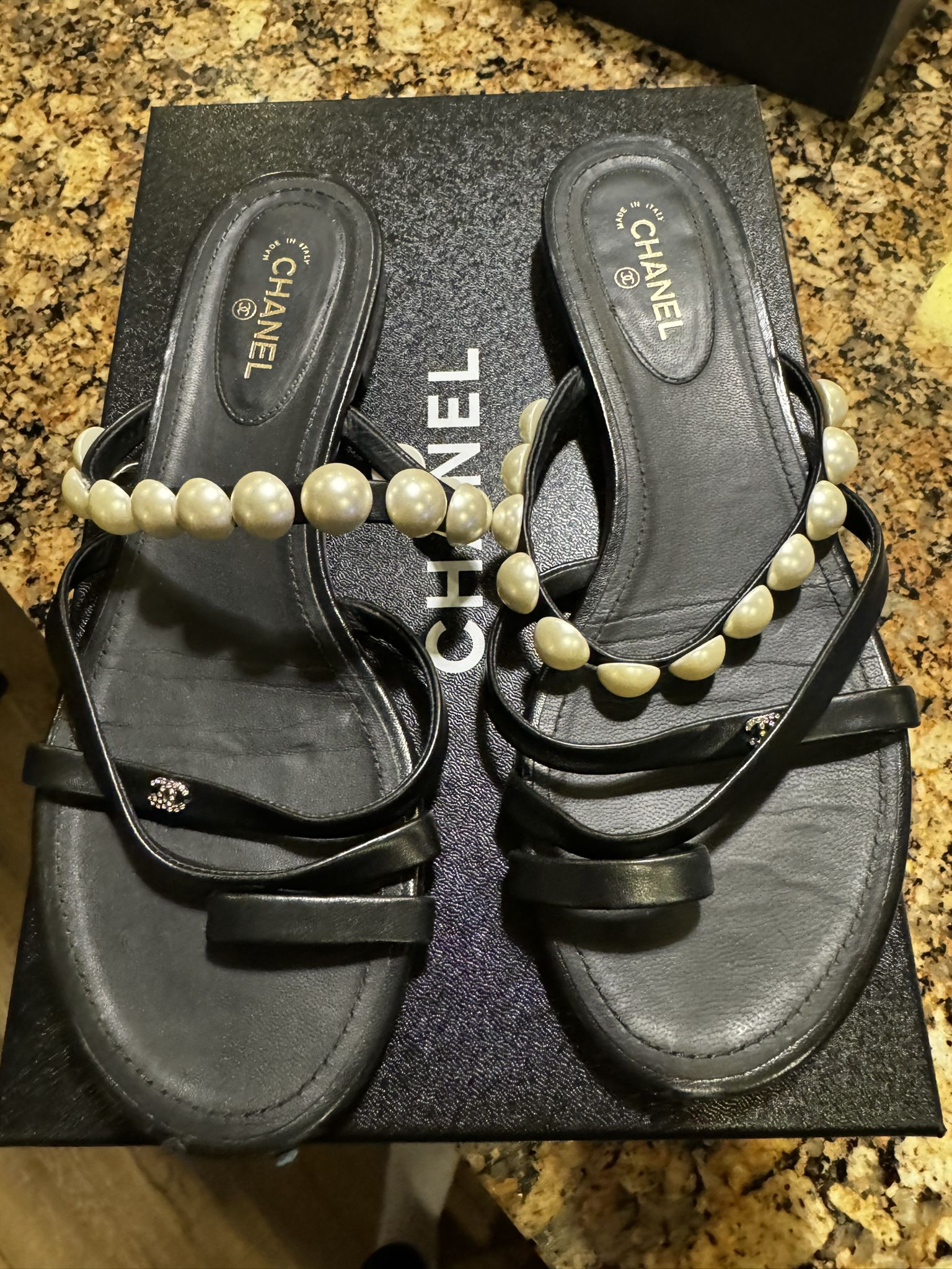 Chanel Pearl Sandals Size 9