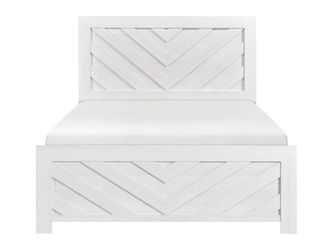 Corbin White V-Pattern Queen Bed