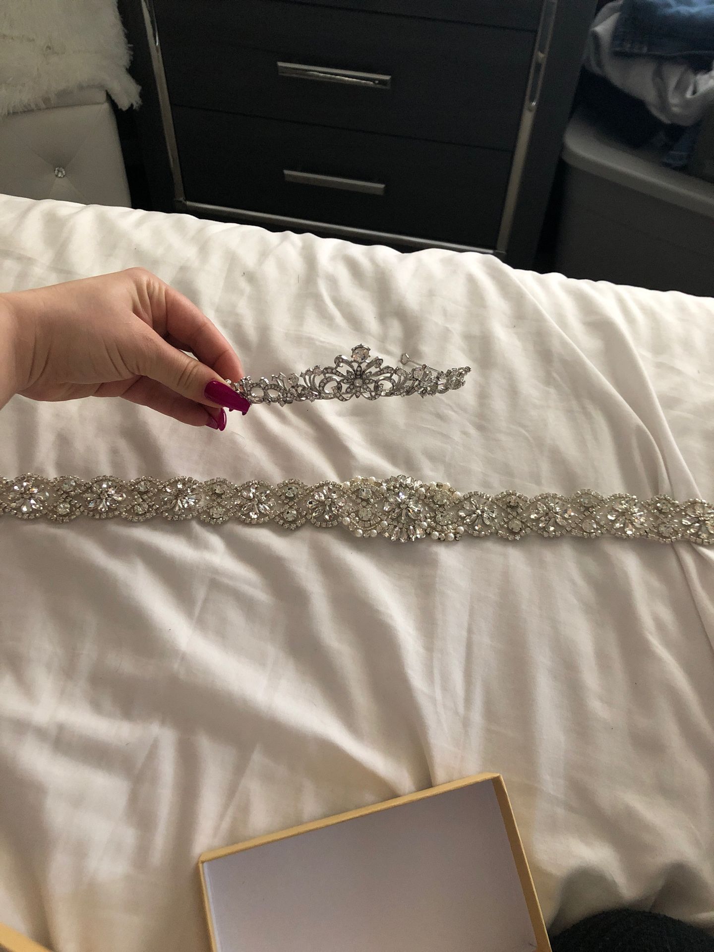 Bridal rhinestone belt and tiara