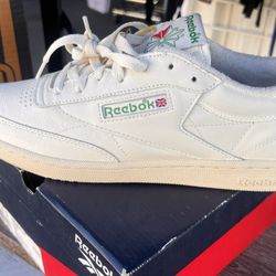 Reebok Men's Club C 85 Vintage Sneaker Shoes - Ivory Chalk Green Leather