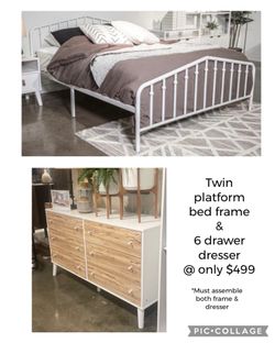Twin Bed Frame And Dresser - Brand New