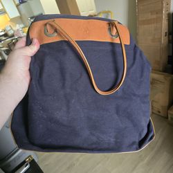 Martin + Osa Navy Canvas & Leather Tote Bag