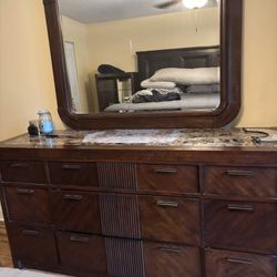 Large Wood Bedroom Dresser With Mirror 