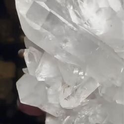 Clear quartz cluster on custom gold stand