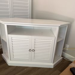 White Corner TV Stand Media Cabinet