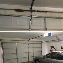 Garage Door Broken Spring Opener Off Track Adjustment Replace And Parts