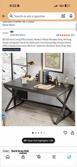 70” dark grey wood desk