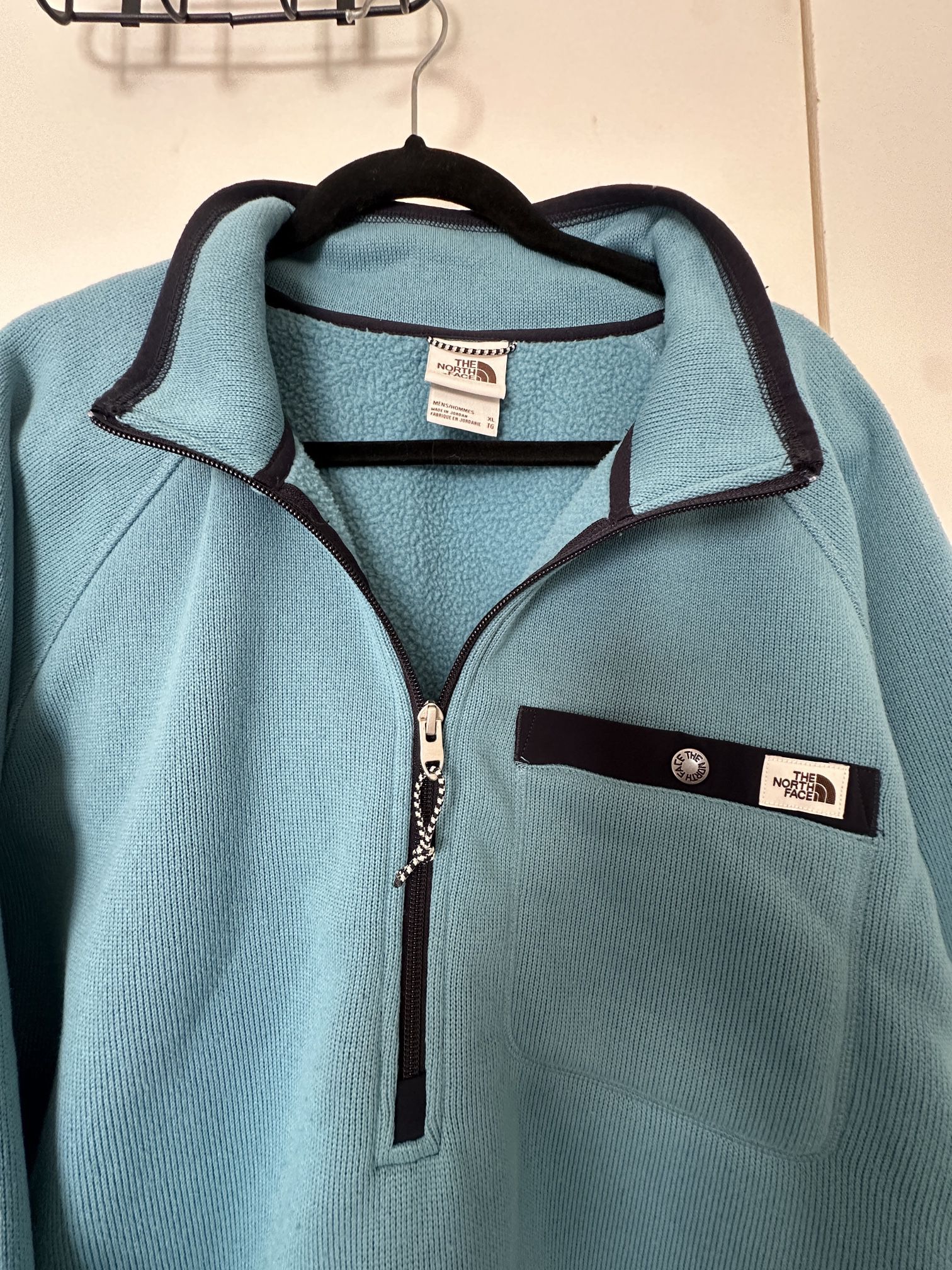 The North Face Men's M Blue 1/4 Zip Fleece Pullover Sweater Long Sleeve