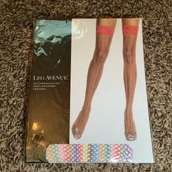 Leg Avenue stay up silicone lace top multicolored fishnet thigh highs, One Size