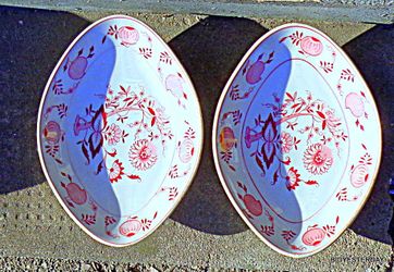 Sterling restaurant China 3 pieces of red onion blue Danube red danube