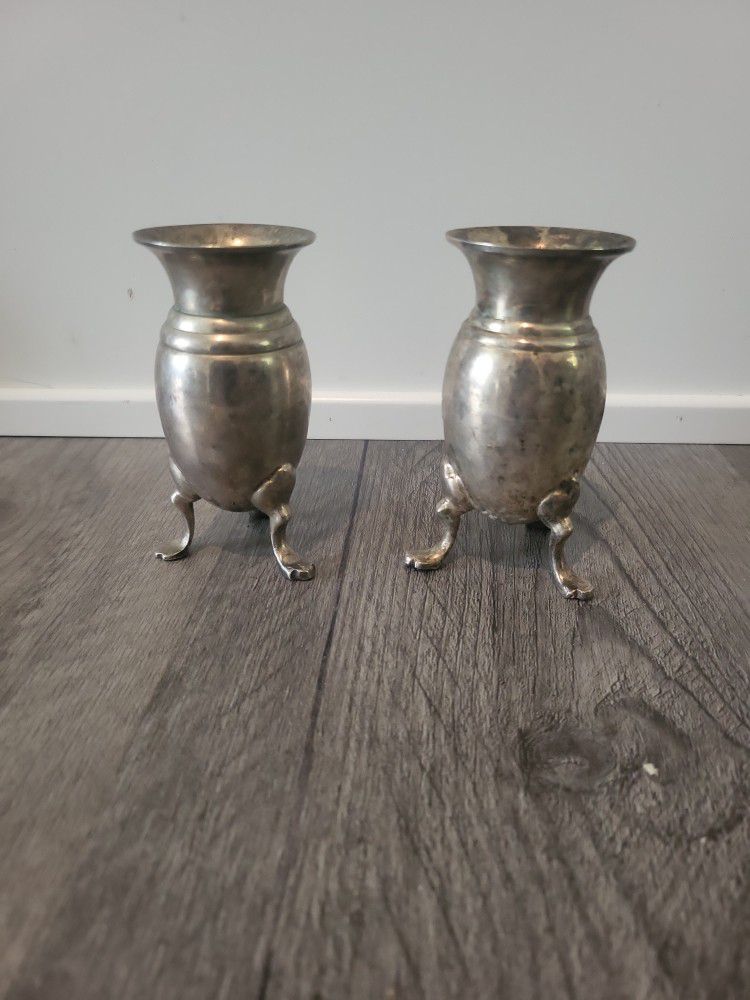 Pair Of Antique Silver Plated Vases 