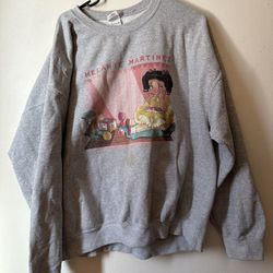 Melanie Martinez Crybaby Cry Baby Era  Crewneck Sweater Size XL Grey Gray   Has a stain and some loose threads shown in photos