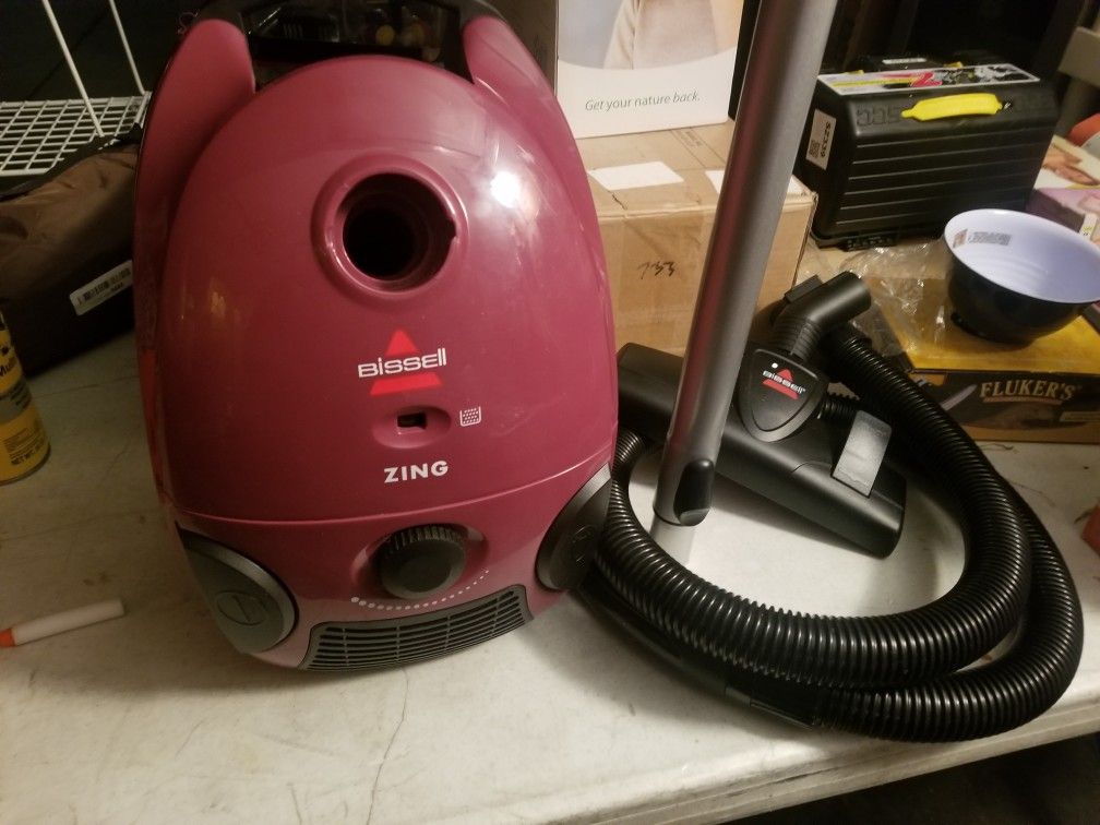 Bissell Zing Bagged Canister Vacuum, Maroon, 4122 - Corded