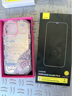 iPhone 13 promax case and screen protection pink