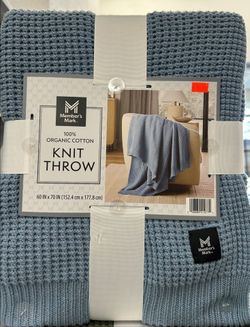 Member's Mark 100% Organic Cotton Knit Throw, 60" x 70" AVAILABLE IN A VARIETY OF COLORS