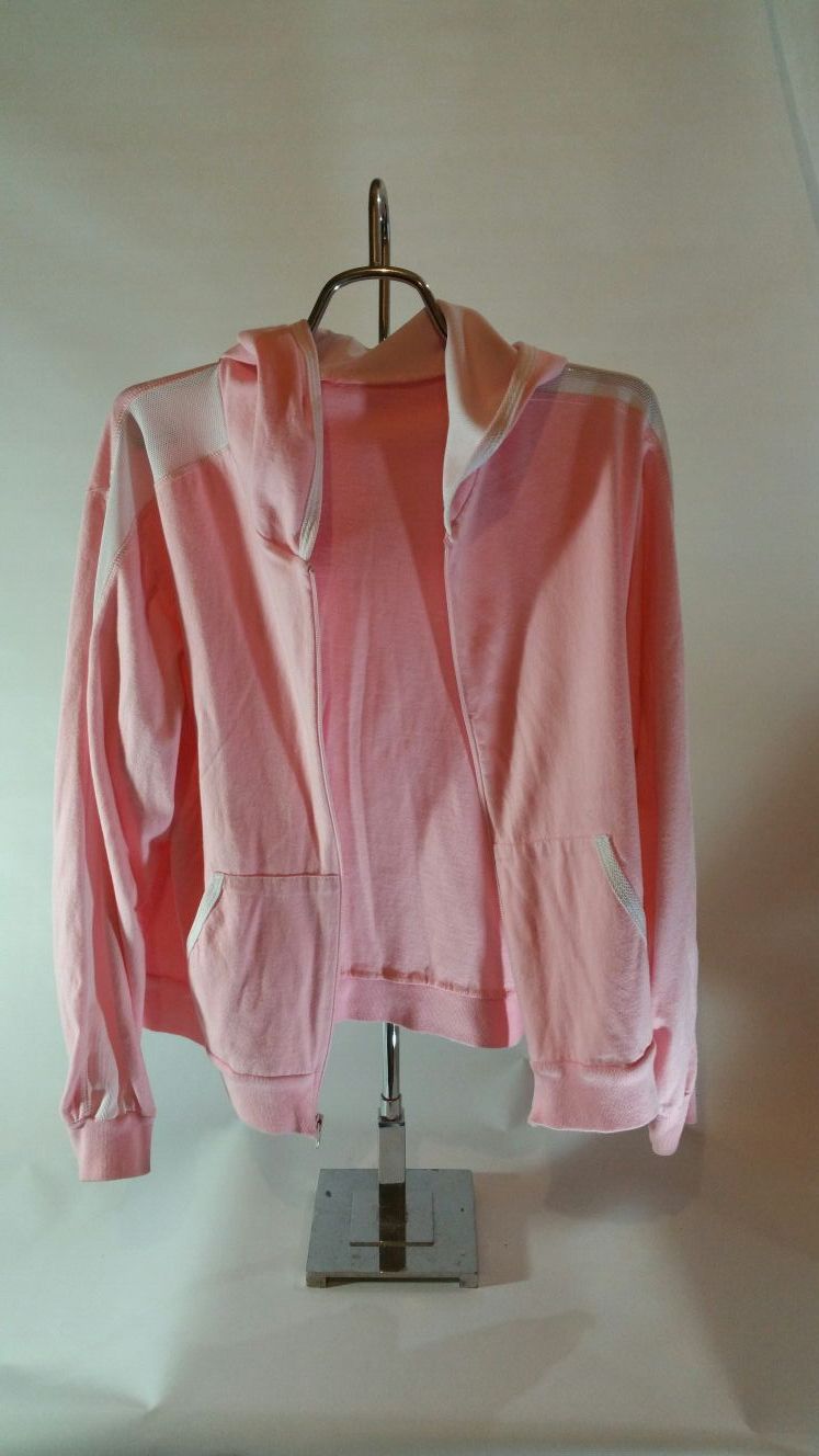 Women's pink and white hooded jacket size M