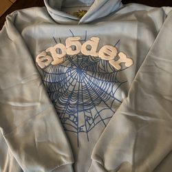 Spider hoodie size large light blue