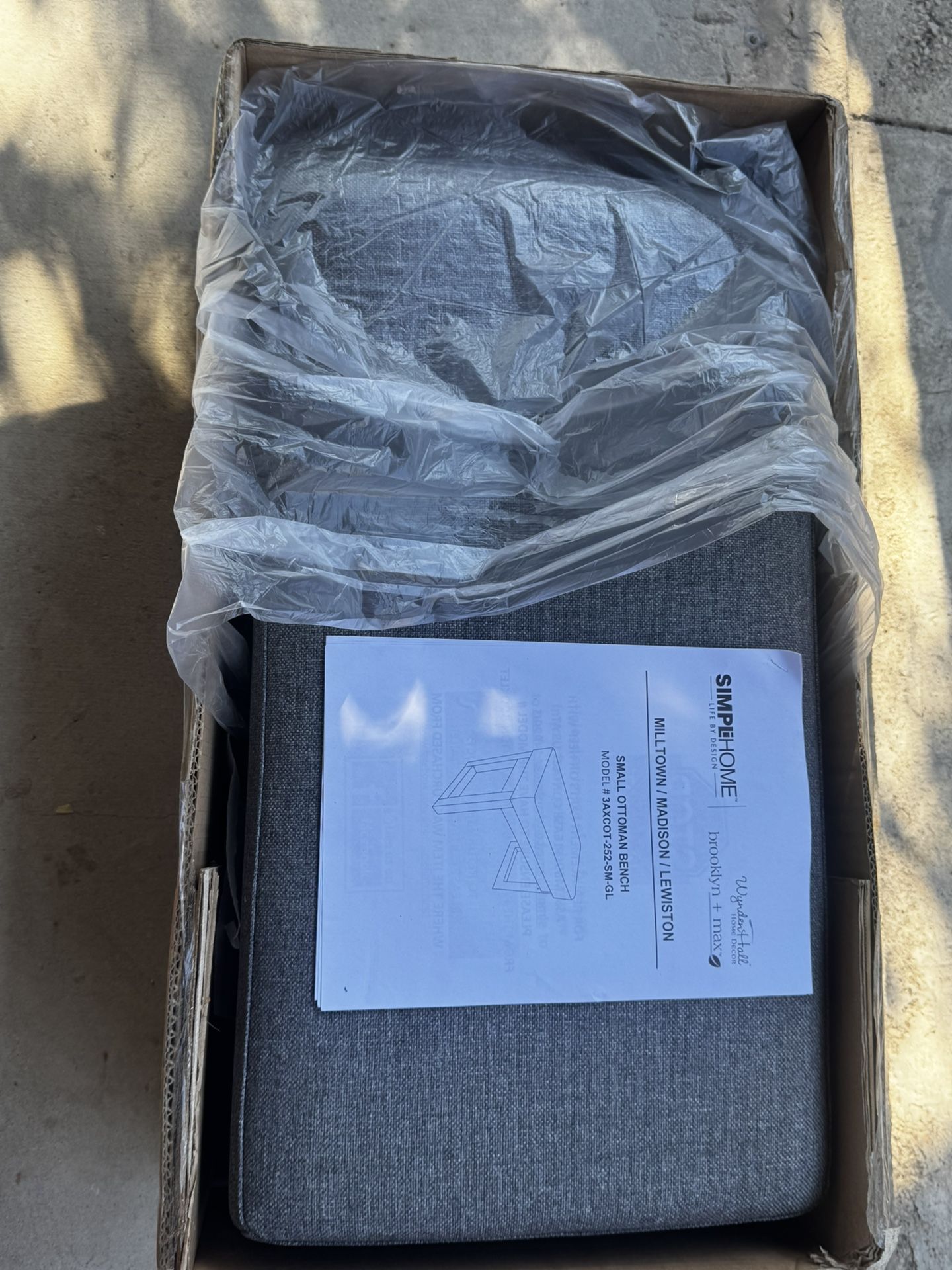 Small Ottoman Bench Grey Linen