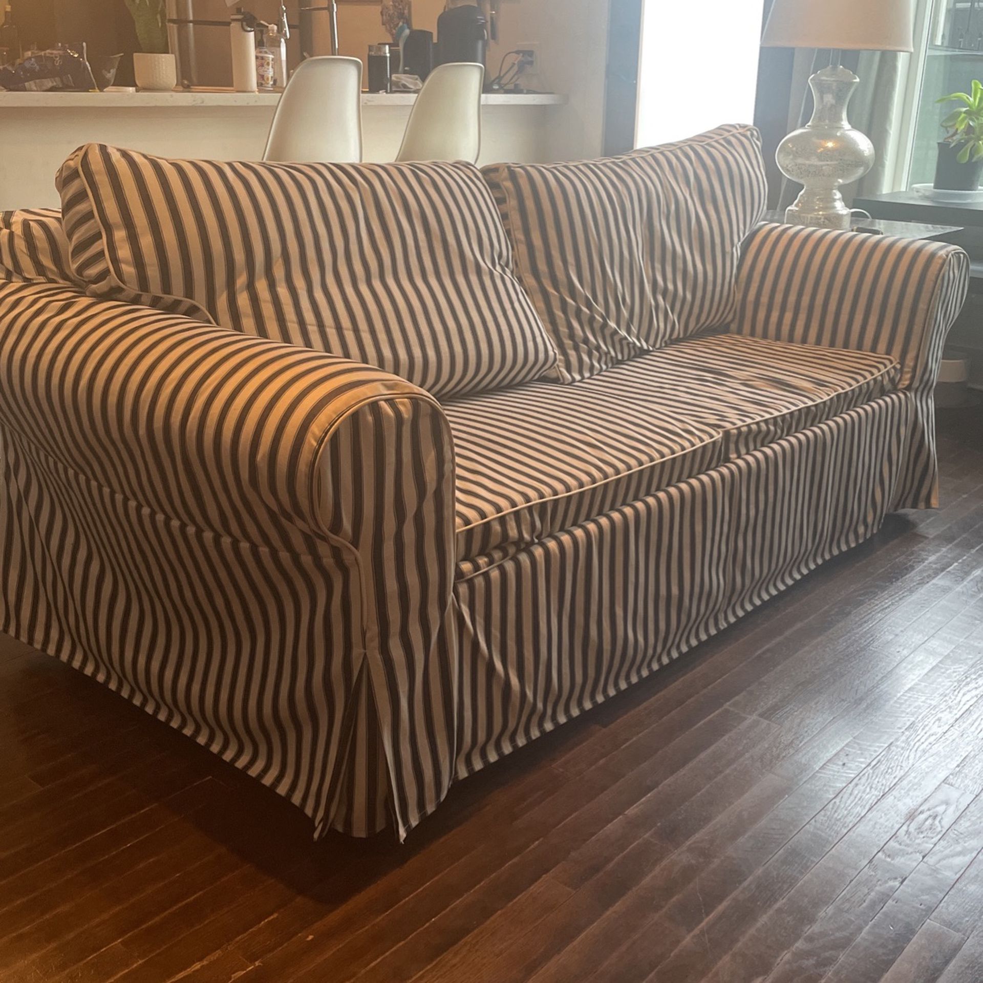 Striped Couch - Sofa Bed W/ Full Size Mattress
