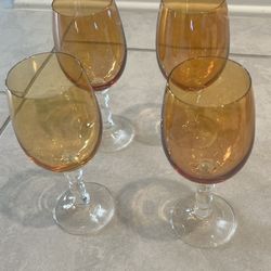 Amber Wine Glasses / Set Of 4