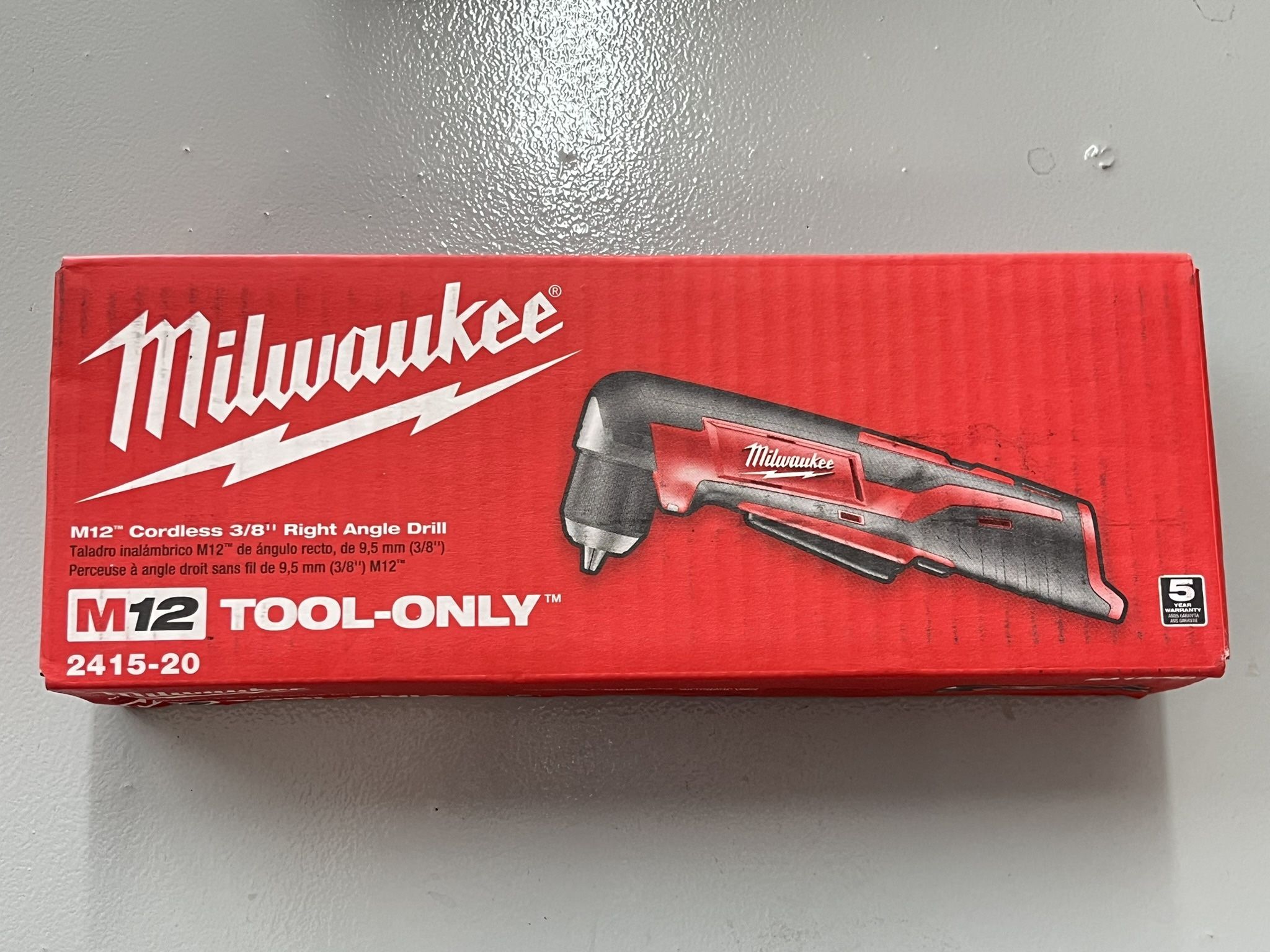 NEW! Milwaukee 2415-20 M12 3/8 inch Right Angle Driver