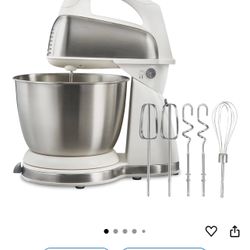 Hamilton Beach Classic Stand and Hand Mixer, 4 Quarts, 6 Speeds with QuickBurst, Bowl Rest, 290 Watts Peak Power, White