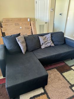 Black Fabric Sectional Sofa