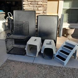 Small Pet Dog Cat Kennel Or Crates $15-$17 Each,  Pet House $10, Pet Stairs $15, X-large Plastic Tray $25 See All Photos 
