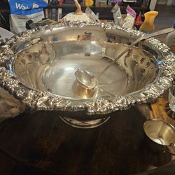 Silver Plated Punch Bowl Set