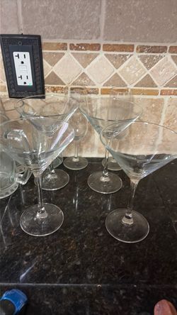 4 Set of Clear Glass Martini Glasses