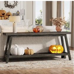 70 inch consul entry table charcoal gray new