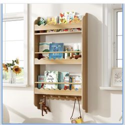 Kids Scalloped wall mounted bookshelf/toy storage