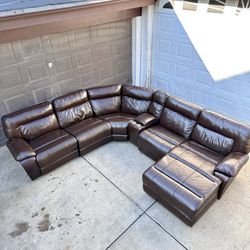 FREE DELIVERY 🚚 Ashley Furniture Leather Brown Sectional Sofa/Couch recliner electric 