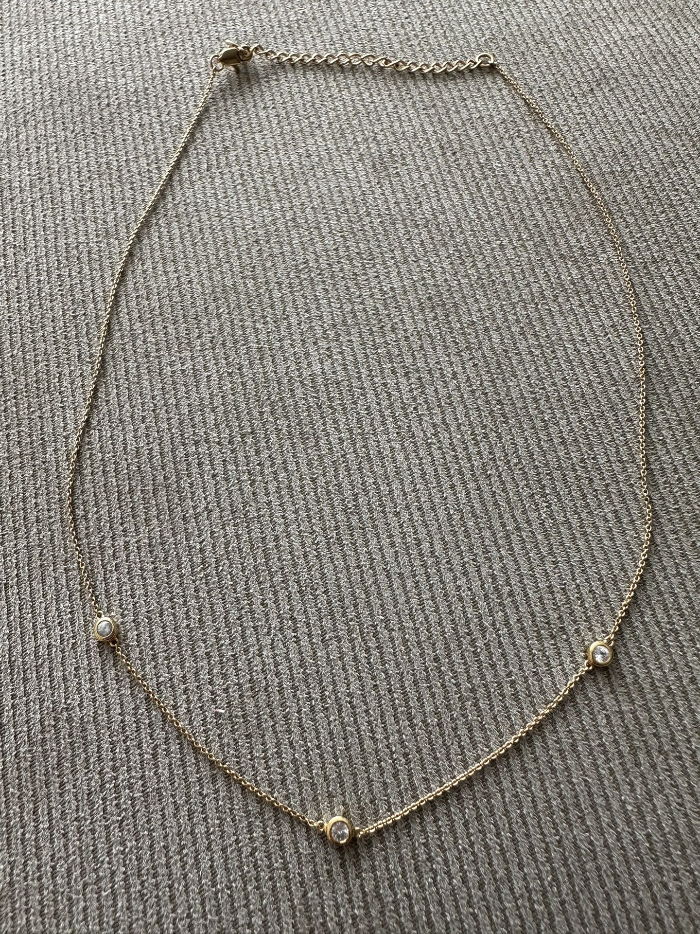 Mejuri Dainty 18k Gold Vermeil Lariat Necklace With White Sapphire 15” - 17”
