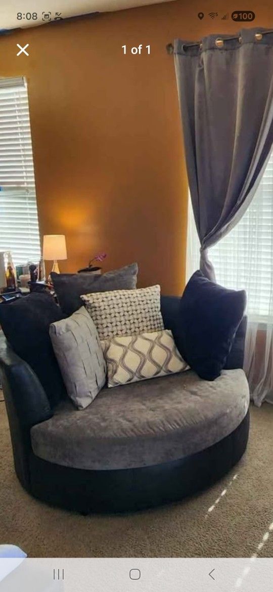 Sole Separately Or Together Love Seat And Huge Round Chair With Wheels