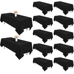 11 Pack Black Tablecloths 60 x 126 Inch Rectangular Table Cloths for Rectangle Tables 8ft