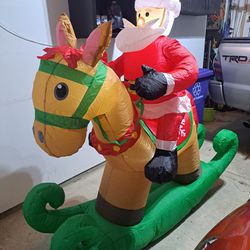 Inflatable Santa Riding Rocking Horse For Yard 