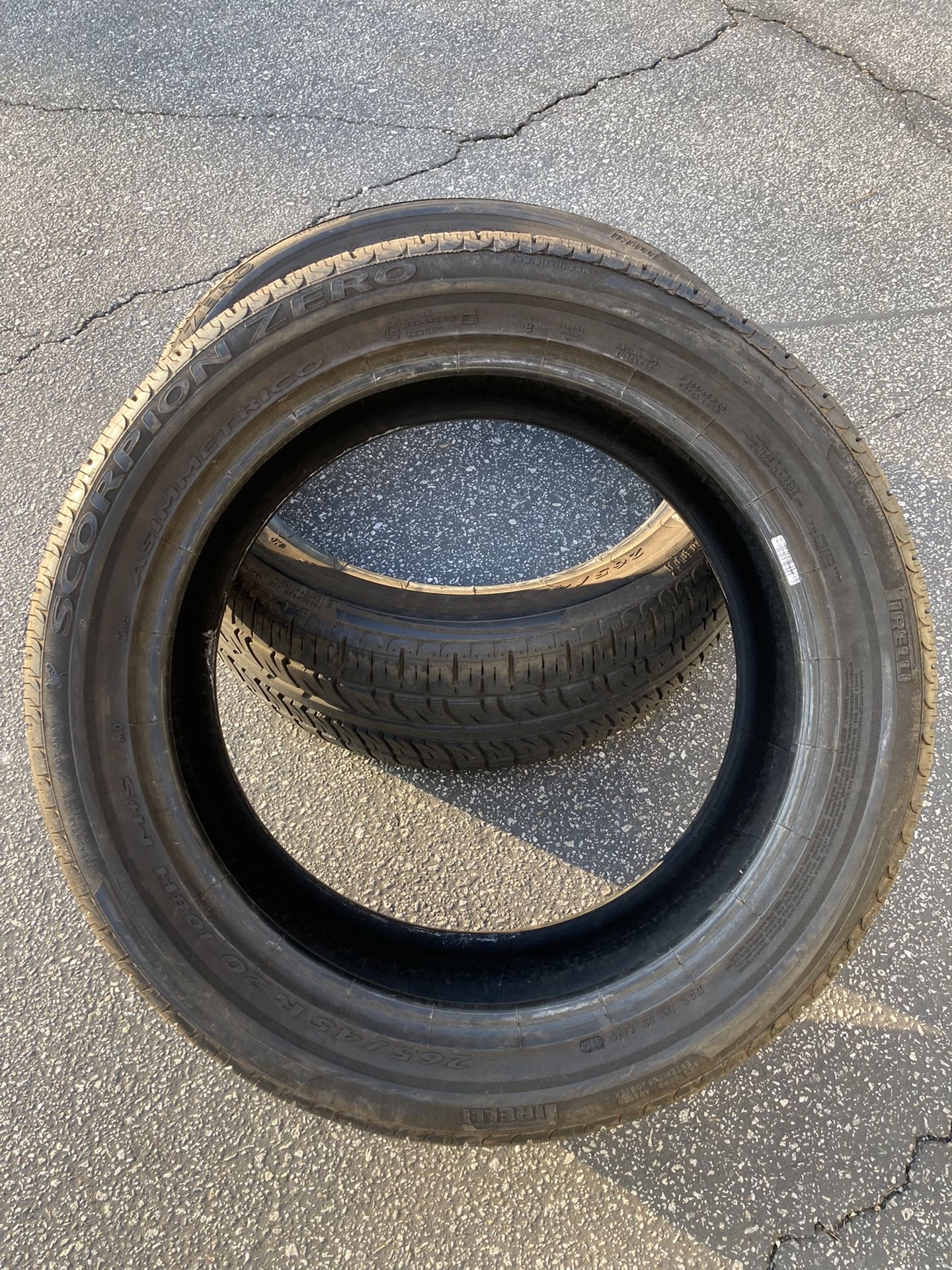 2 Used Pirelli Scorpion Zero Asimmetrico Tires 265/45R20