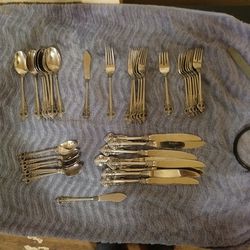 50 Piece Vintage Stainless Steel Silverware Set