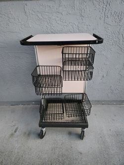 Heavy Duty With Wheels Utility Cart With Storage Baskets